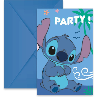 Disney Stitch – pozvánky s obálkami (6 ks)