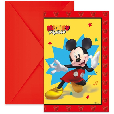 Pozvánky s obálkami Mickey jump 6 ks