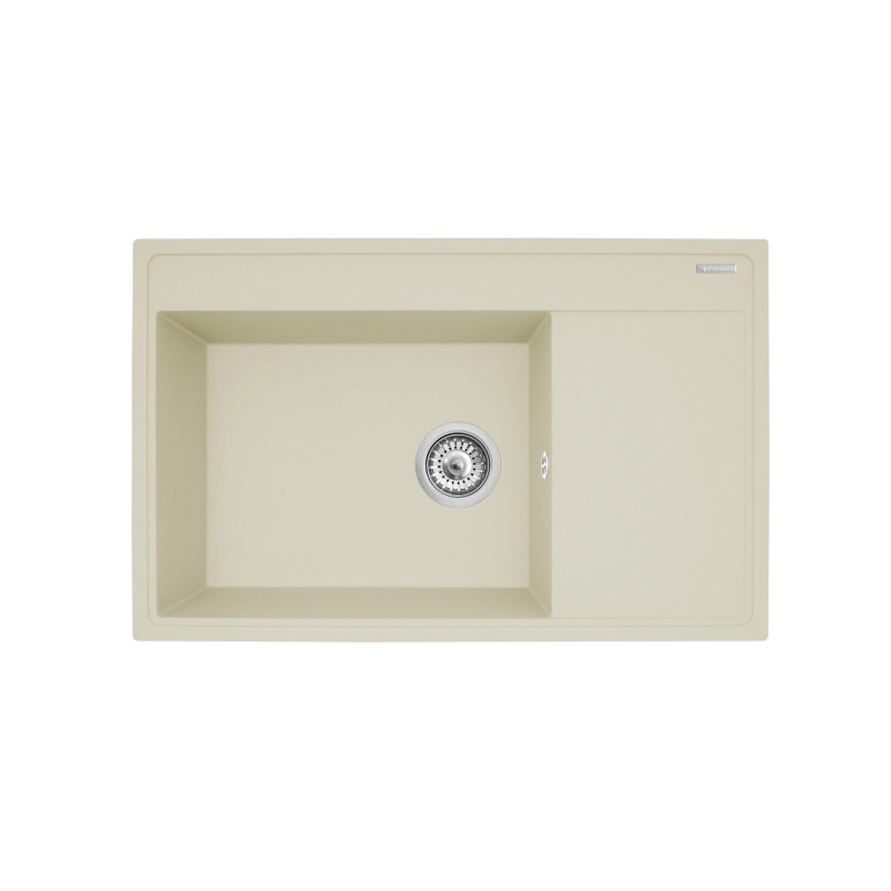 Pyramis Granitový dřez s odkapávačem Camea 1B 1D, vanilla LH, 79 x 50 cm