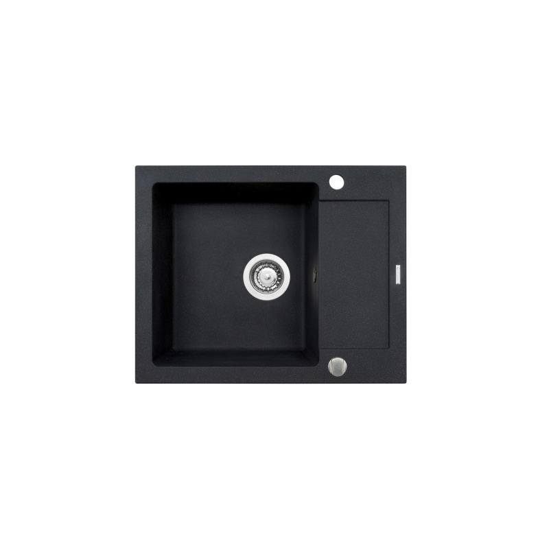 Pyramis Granitový dřez s odkapávačem Mido 1B 1D, black, 62 x 50 cm