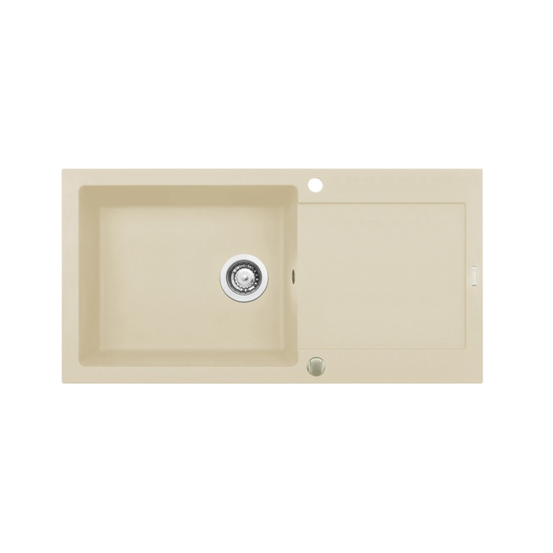 Pyramis Granitový dřez s odkapávačem Mido 1B 1D, vanilla, 100 x 50 cm