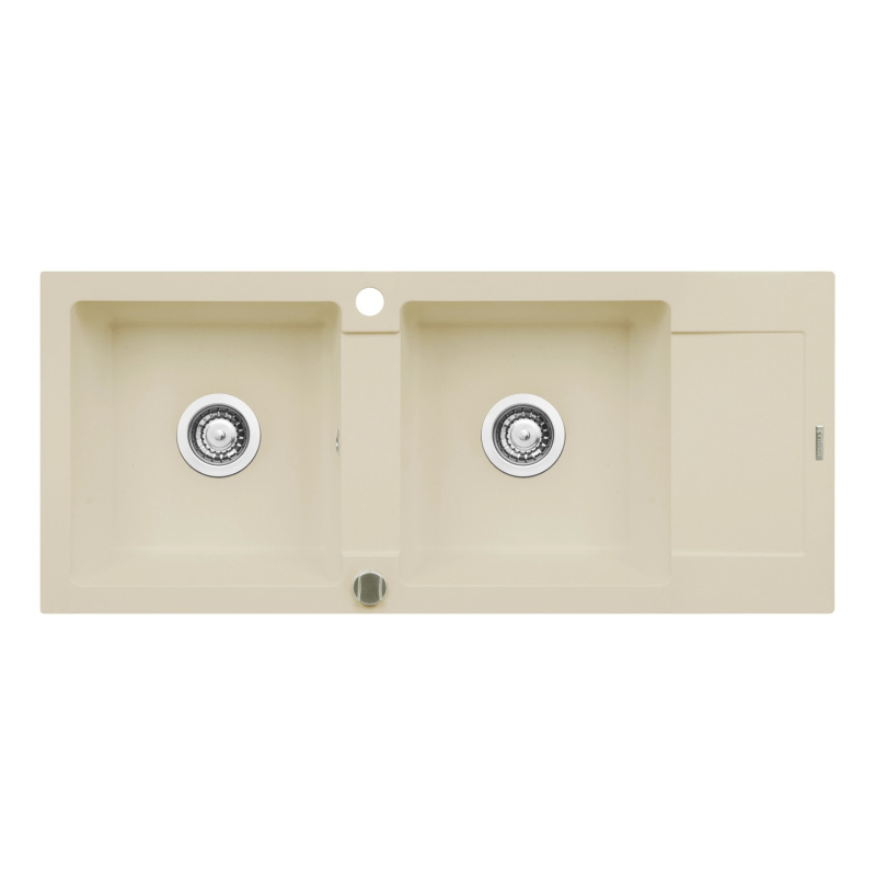Pyramis Granitový dřez s odkapávačem Mido 2B 1D, vanilla, 116 x 50 cm