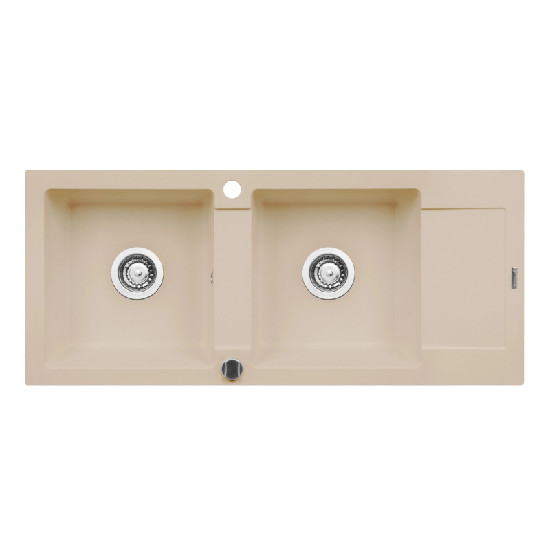 Pyramis Granitový dřez s odkapávačem Mido 2B 1D, sand beige, 116 x 50 cm