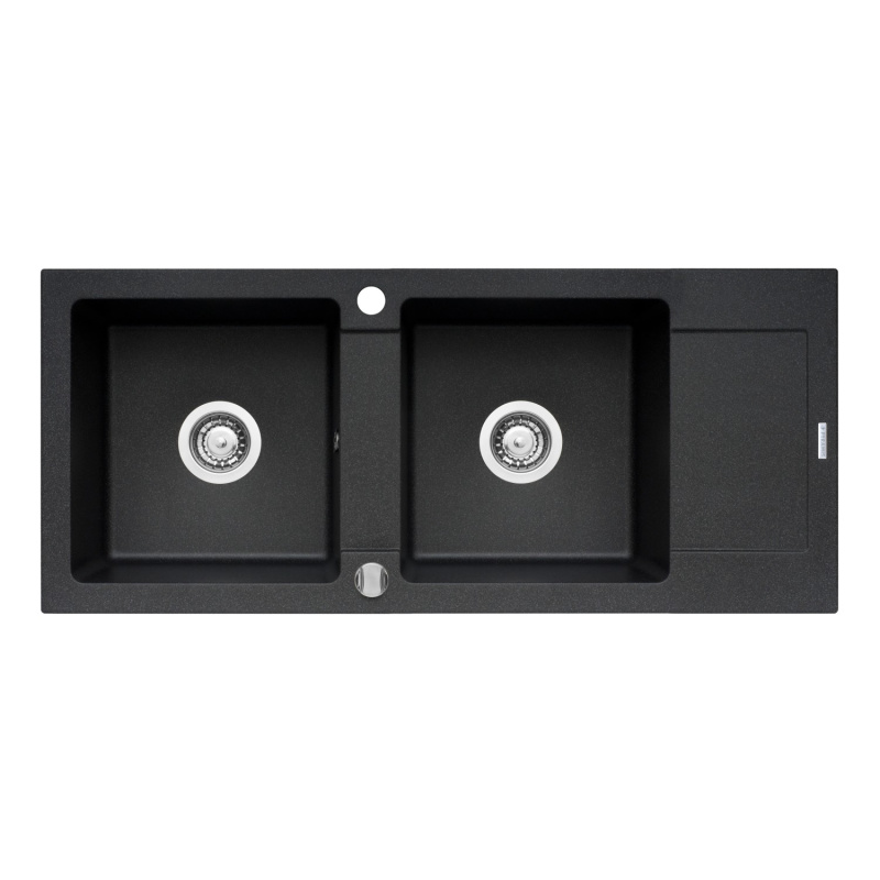 Pyramis Granitový dřez s odkapávačem Mido 2B 1D, black, 116 x 50 cm