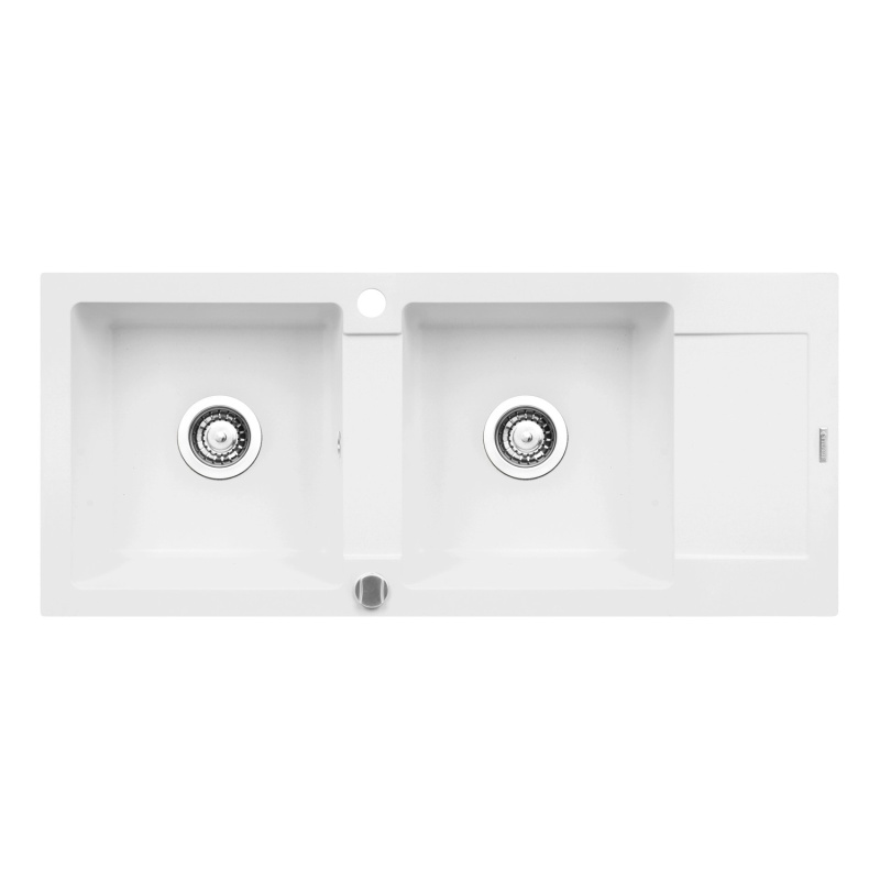 Pyramis Granitový dřez s odkapávačem Mido 2B 1D, snow, 116 x 50 cm