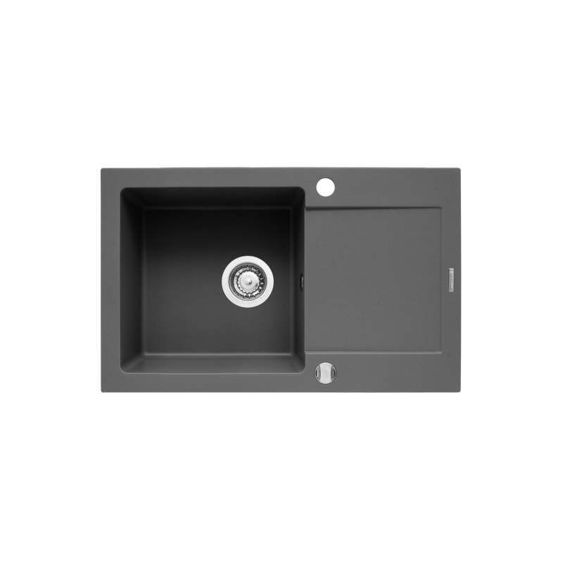 Pyramis Granitový dřez s odkapávačem Mido 1B 1D, iron grey, 79 x 50 cm