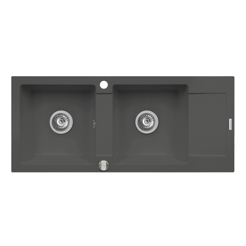 Pyramis Granitový dřez s odkapávačem Mido 2B 1D, iron grey, 116 x 50 cm