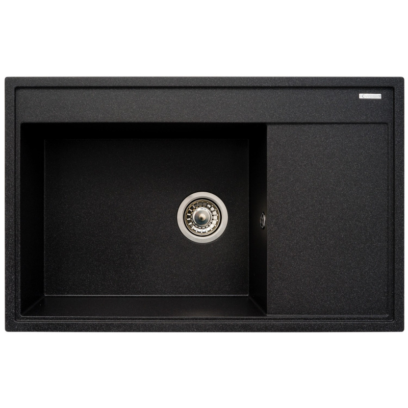 Pyramis Granitový dřez s odkapávačem Camea 1B 1D, black LH, 79 x 50 cm