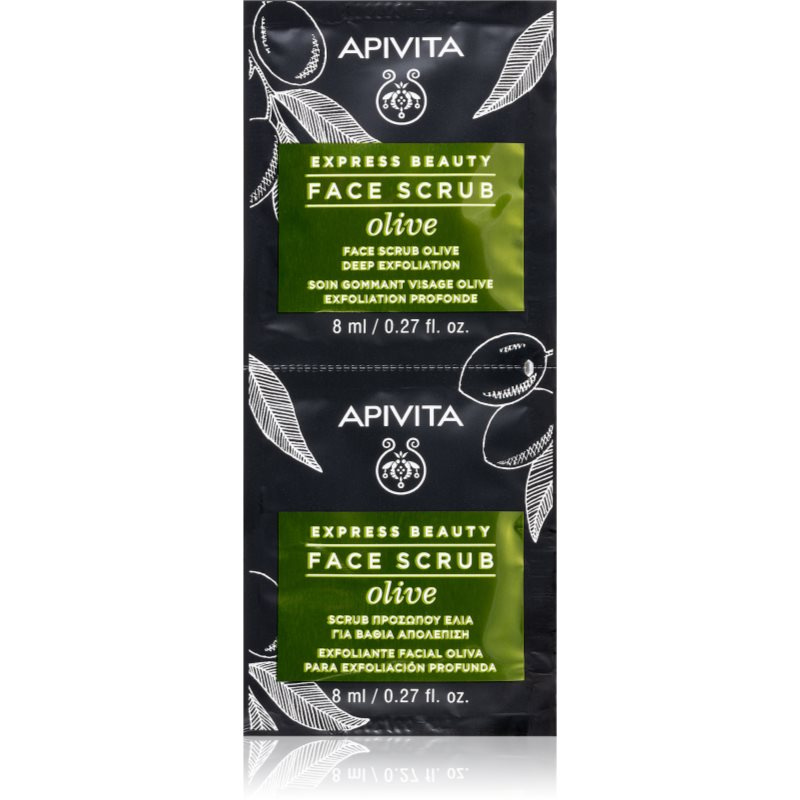 Apivita Express Beauty Exfoliating Face Scrub Olive intenzivní čisticí peeling na obličej 2 x 8 ml