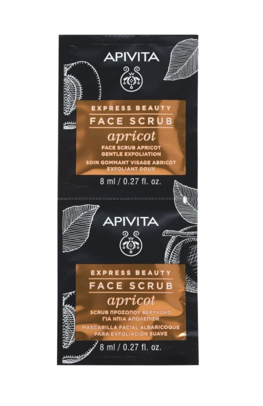 Apivita Express Beauty Gentle Face Scrub Apricot jemný čisticí peeling na obličej 2x8 ml