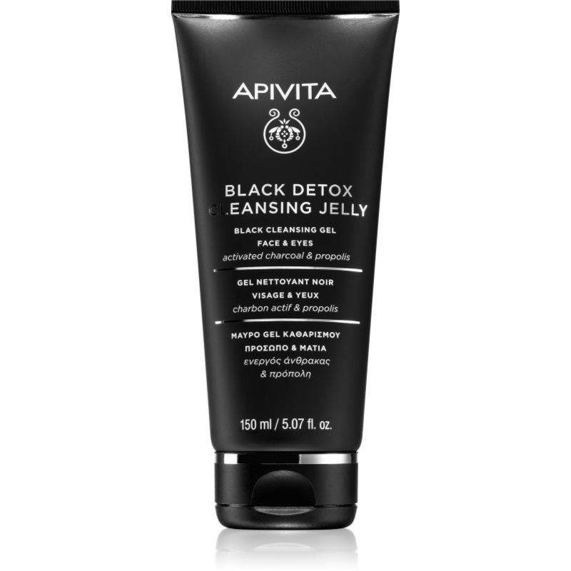Apivita Cleansing Black Detox Cleansing Gel čisticí gel s aktivním uhlím na obličej a oči 50 ml