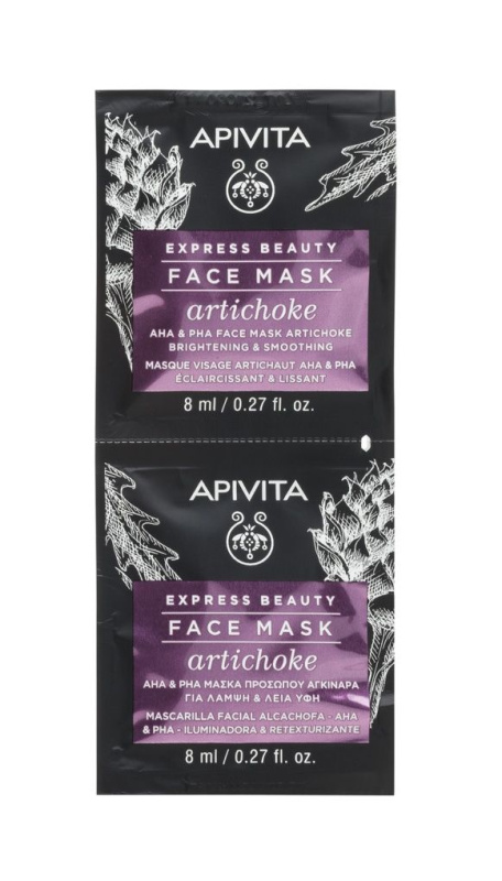 Apivita Express Beauty Brightening Face Mask Artichoke intenzivní hydratační maska s AHA kyselinami 2x8 ml