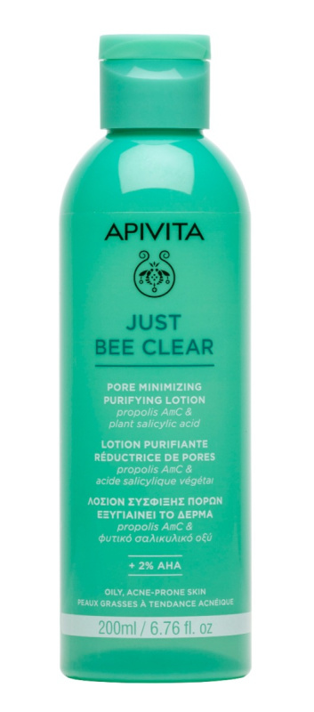 Apivita Just Bee Clear Pore Minimizing Lotion péče na rozšířené póry a černé tečky 200 ml