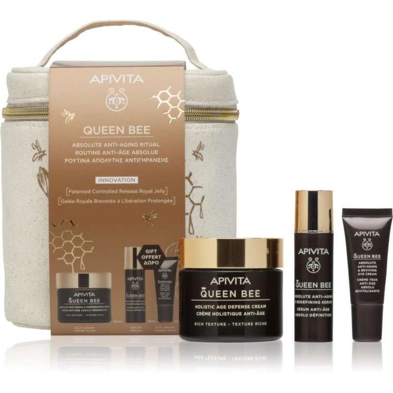 Apivita Queen Bee Anti-Aging Routine Set (with Rich Cream) sada pro péči o pleť s protivráskovým účinkem
