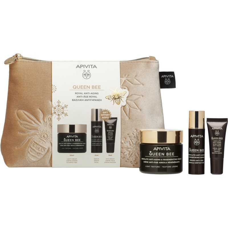 Apivita Queen Bee Gift Pouch (with Light Cream) dárková sada proti stárnutí pleti