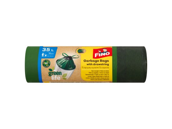 Pytle na odpadky FINO Green Life - recyklované, 25 mic, 35 l, 15 ks