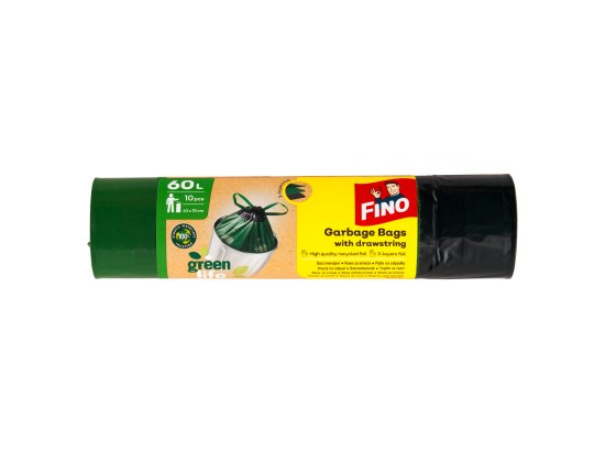 Pytle na odpadky FINO Green Life - recyklované, 29 mic, 60 l, 10 ks