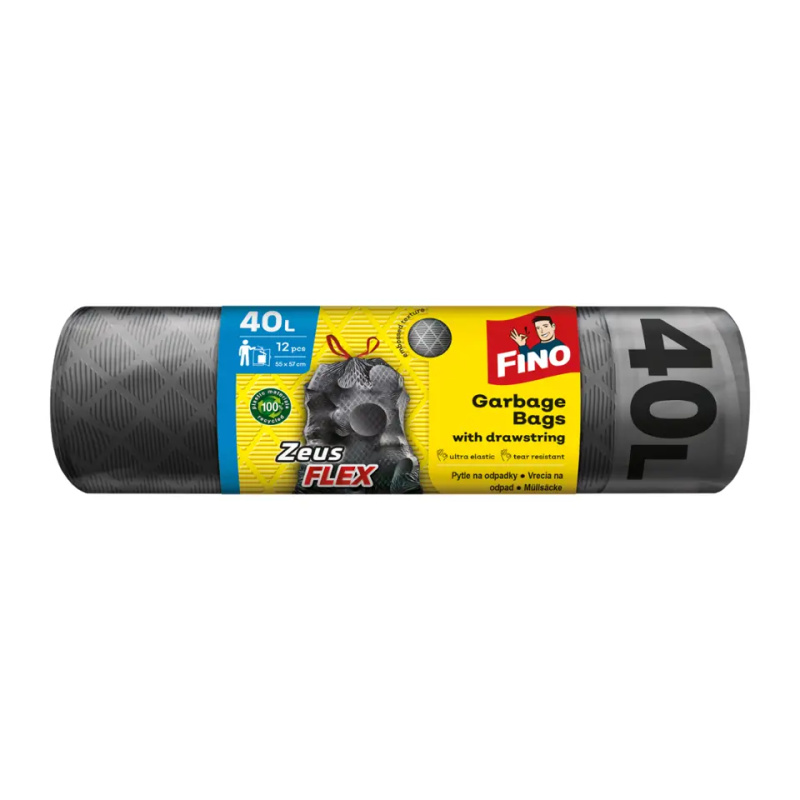 Pytle na odpadky FINO FLEX - zatahovací, 40 l, 32 mic, 12 ks