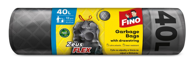 Pytle na odpadky FINO FLEX - zatahovací, 40 l, 32 mic, 12 ks