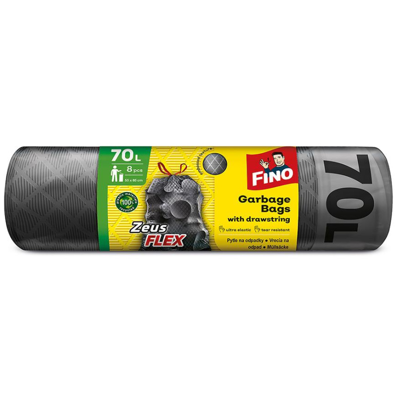 Pytle na odpadky FINO FLEX - zatahovací, 70 l, 35 mic, 8 ks