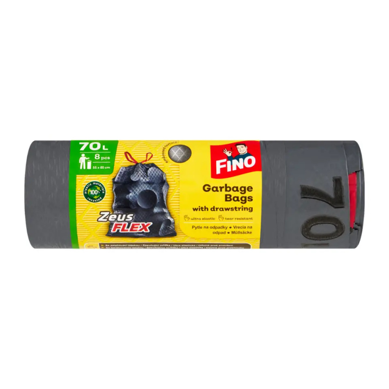 Pytle na odpadky FINO FLEX - zatahovací, 70 l, 35 mic, 8 ks