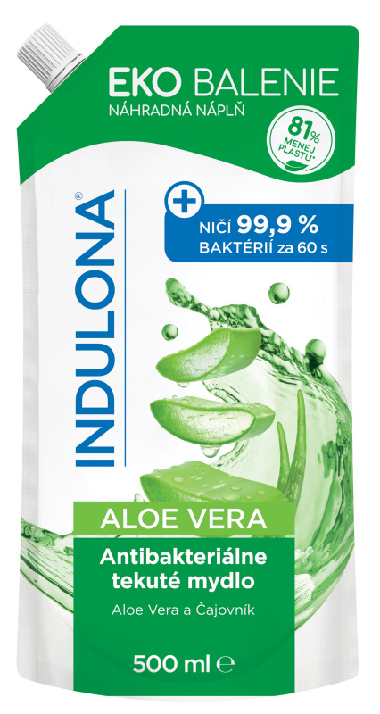 Indulona Antibakteriální tekuté mýdlo náhradní náplň- Aloe Vera, 500ml