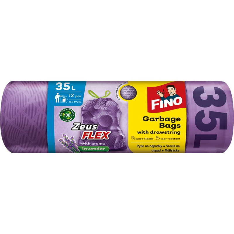 Fino Zeus Flex Aromatic - zatahovací pytle na odpadky - 35 l, 12 ks, 32 mikronů