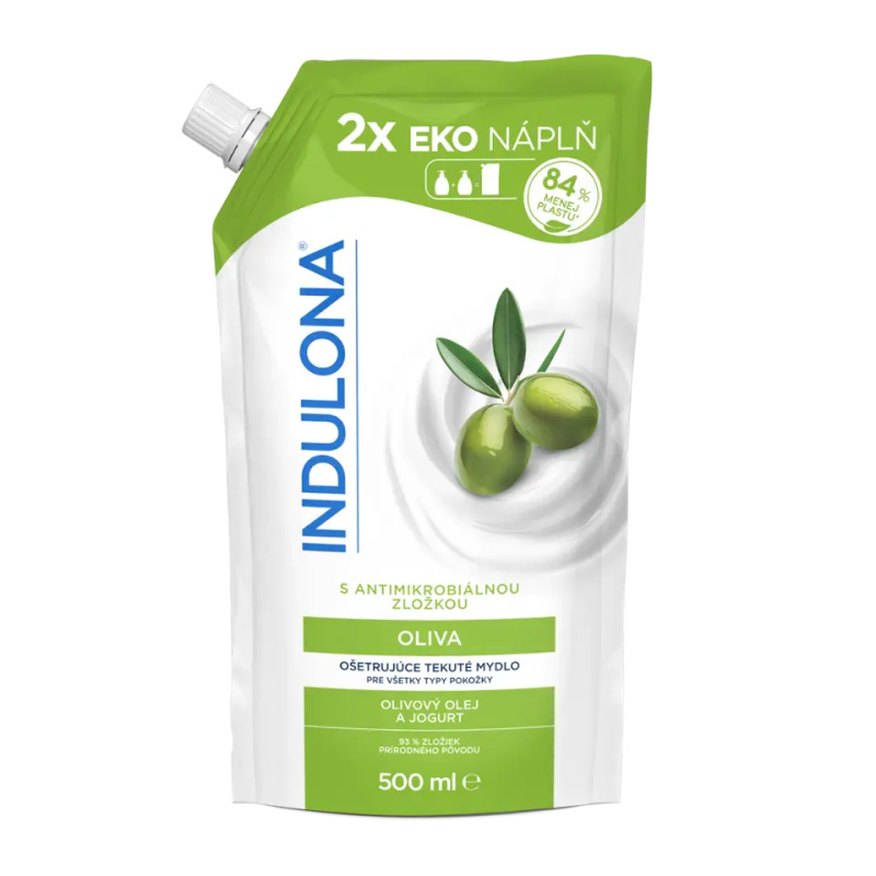 Indulona - tekuté mýdlo - náhradní náplň olivový olej a jogurt, 500 ml