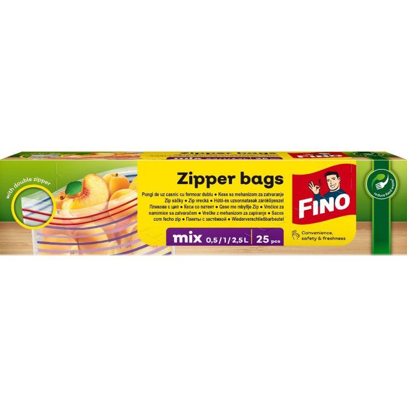 Zipové sáčky na potraviny FINO - mix velikostí, 25 ks