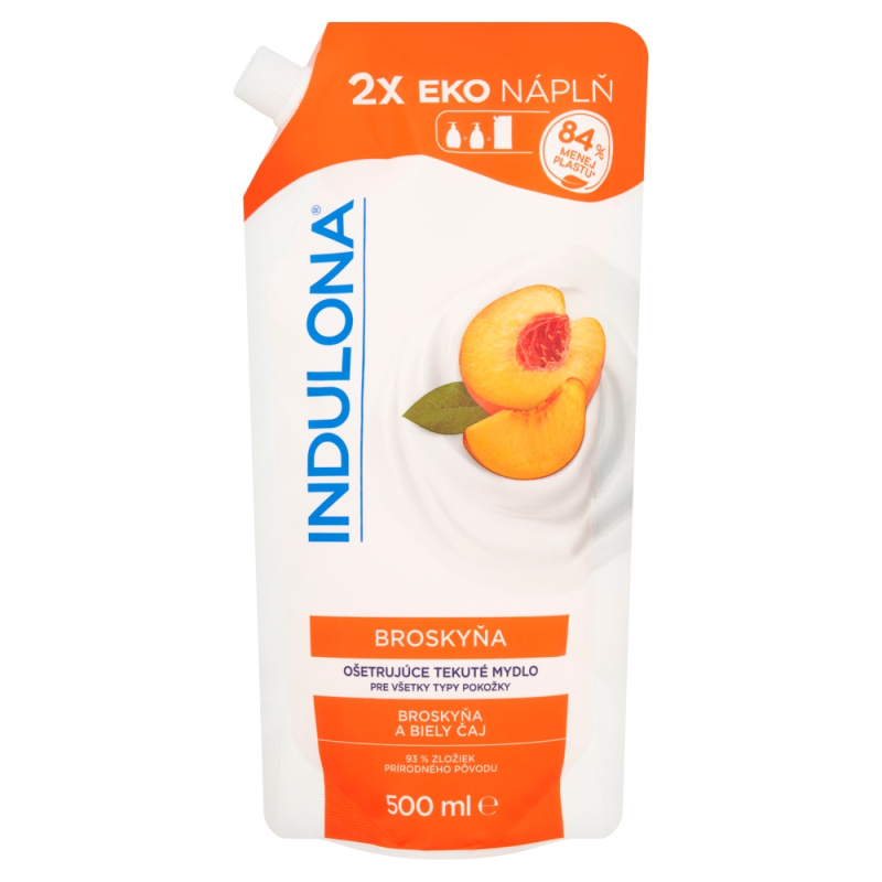 Indulona - tekuté mýdlo - náhradní náplň broskev, 500 ml