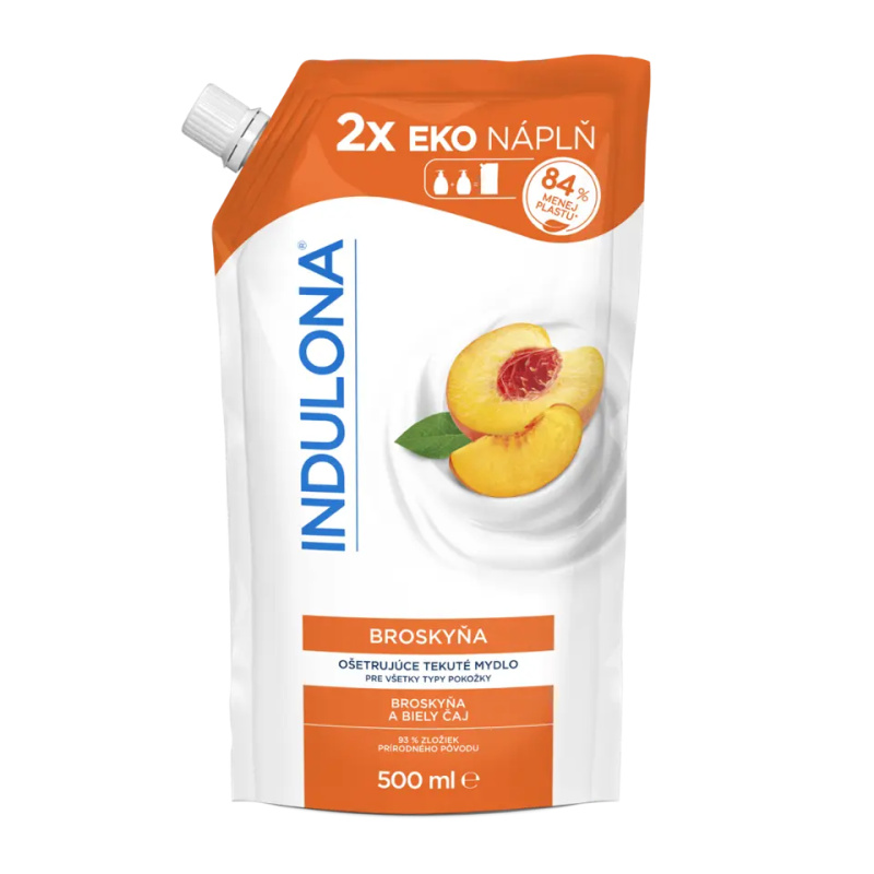 Indulona - tekuté mýdlo - náhradní náplň broskev, 500 ml