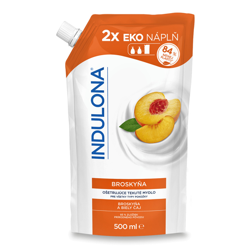 Indulona - tekuté mýdlo - náhradní náplň broskev, 500 ml