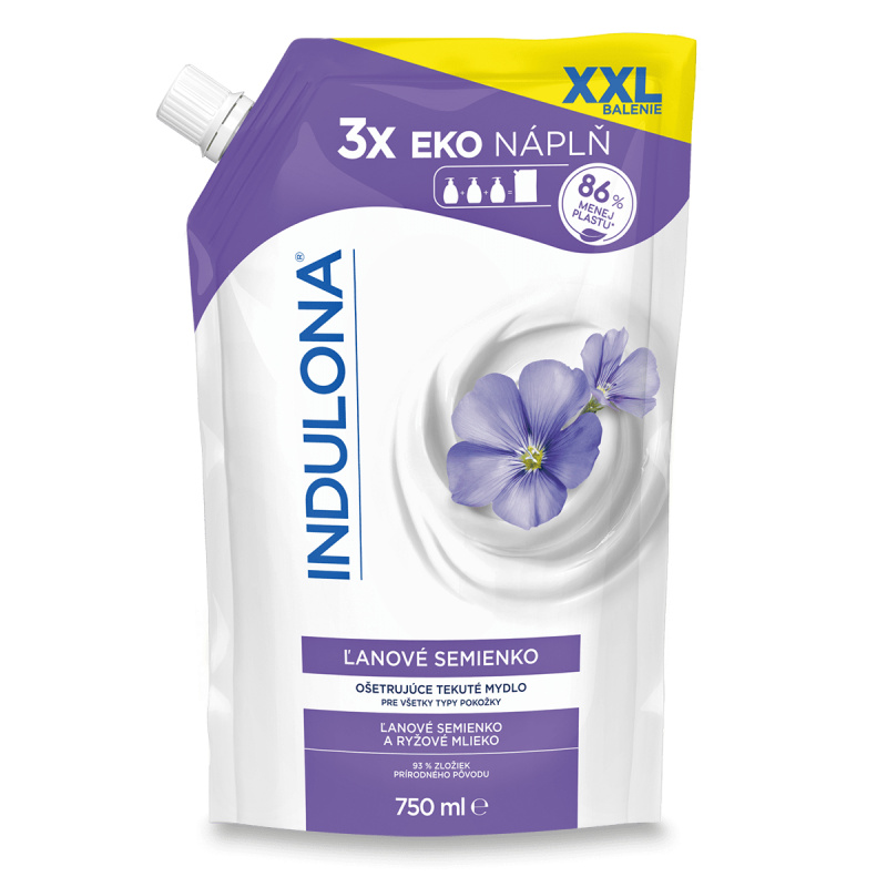 Indulona - tekuté mýdlo - náhradní náplň lněné semínko, 750 ml