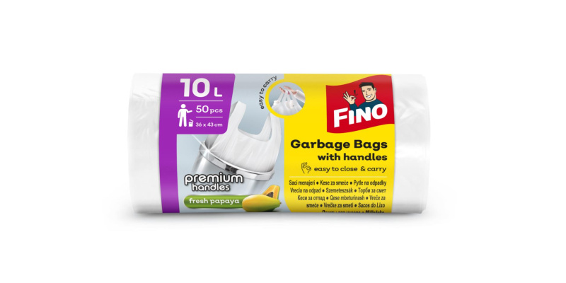 Fino Premium Aromatic - pytle na odpadky - s uchy, 10 l, 360 x 430 mm, 50 ks