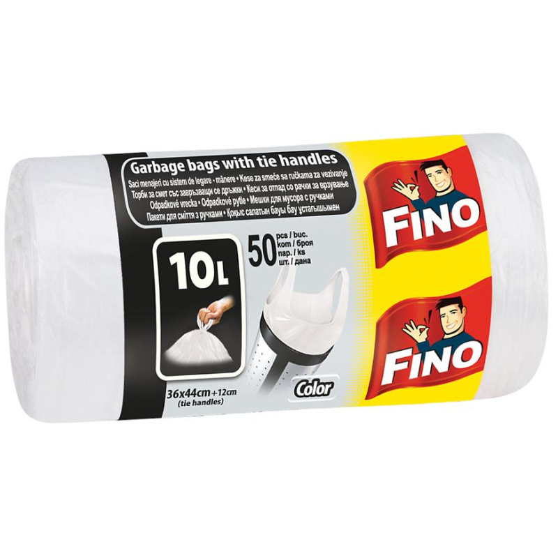 Pytle na odpadky FINO - s uchy, bílé, 10 l, 6 mic, 50ks