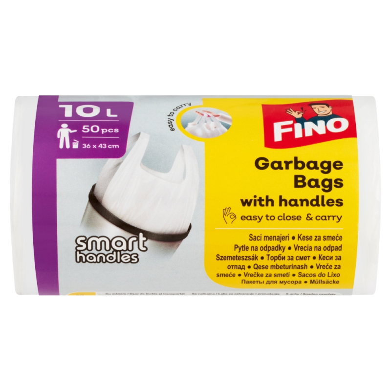 Pytle na odpadky FINO - s uchy, bílé, 10 l, 6 mic, 50ks
