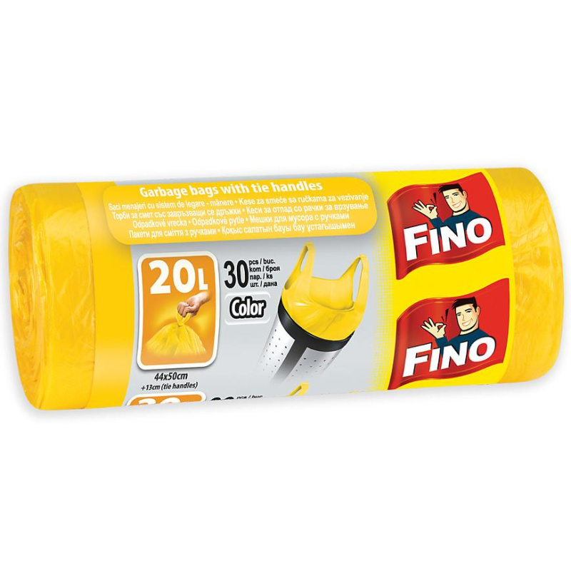 Fino - pytle na odpadky - s uchy, 20 l, 440 x 490 mm, 30 ks