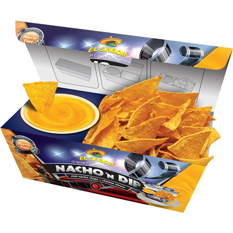 El Sabor Nachos tortilla chipsy a cheese dip 175g snack box
