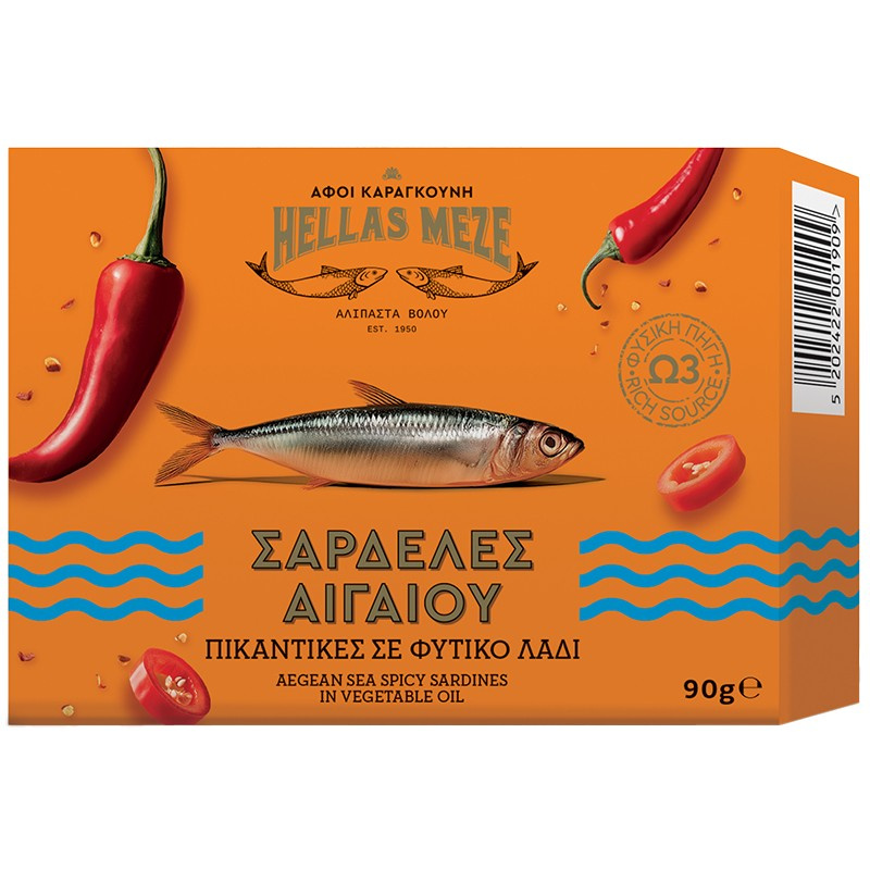 Hellas Meze sardinky v rostlinném oleji 90 g - pikantní