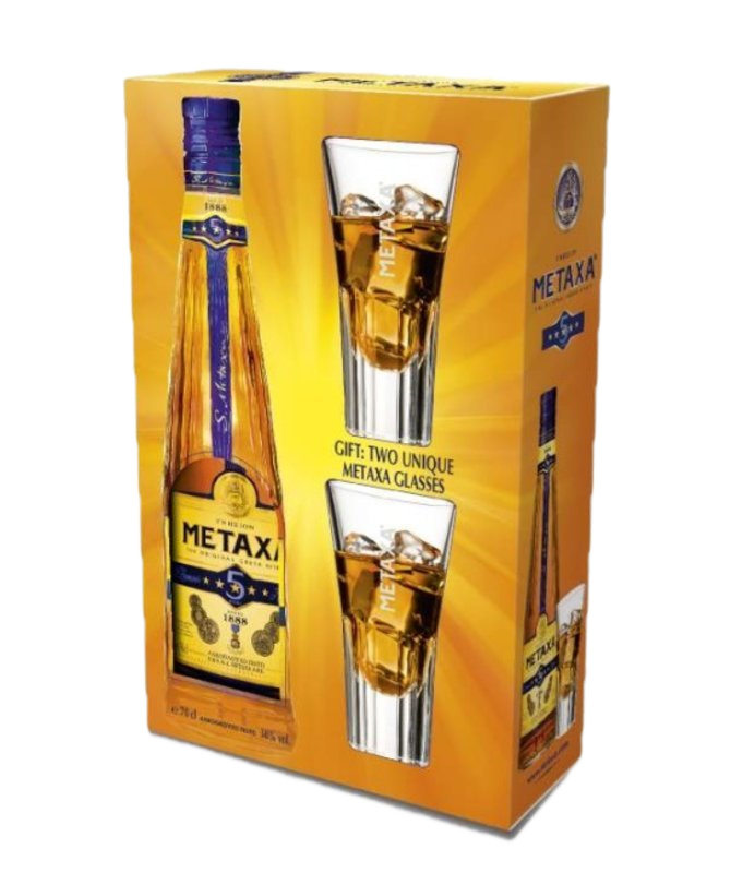 Metaxa Metaxa 5* GB 5YO 0,7l 38% x2 sklenice