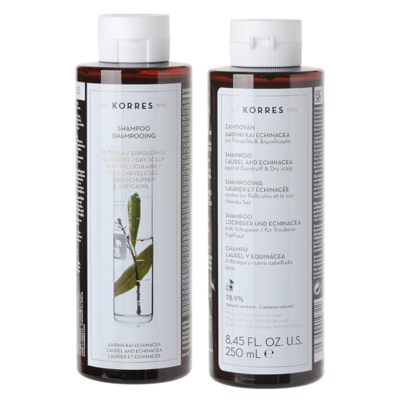 Korres Laurel & Echinacea šampon proti lupům pro suchou pokožku 250 ml