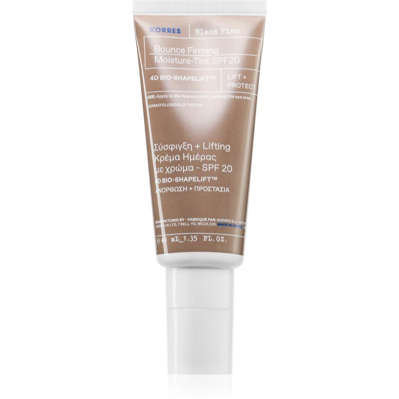 Korres Black Pine 4D Bounce tónující hydratační krém pro zpevnění pleti SPF 20 40 ml