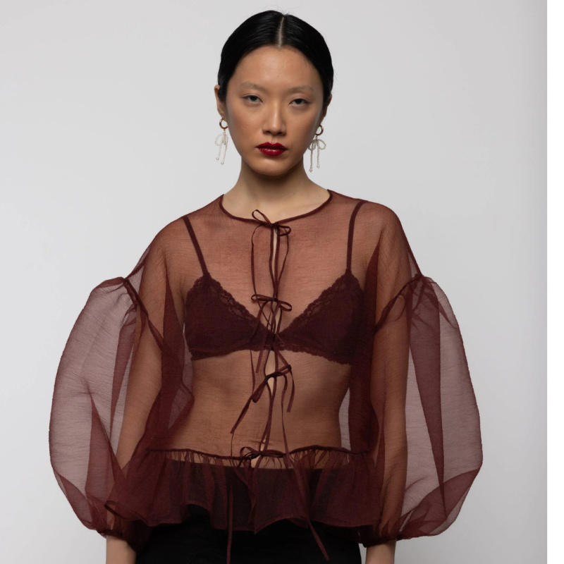 ESTHÉ Organzový top -  Red Velikost: M