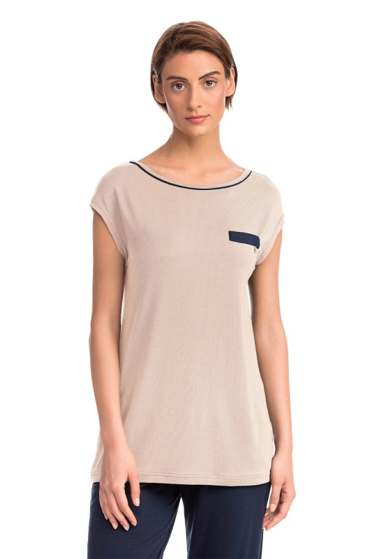 Vamp - Krátká dámská noční košile BEIGE SOLEIL M 14191 - Vamp