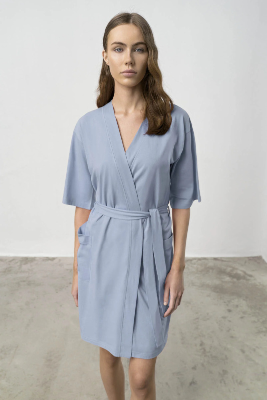Vamp - Jednobarevný dámský župan – Anthea 18235 - Vamp blue dusty XXL