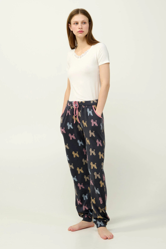 Dámské pyžamové kalhoty Printed Cuffed Pants 17933 - Vamp dark gray L