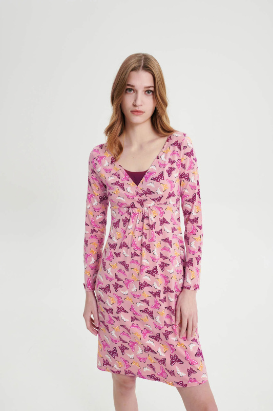Vamp - Noční košile s dlouhým rukávem 19004 - Vamp rose nude XXL