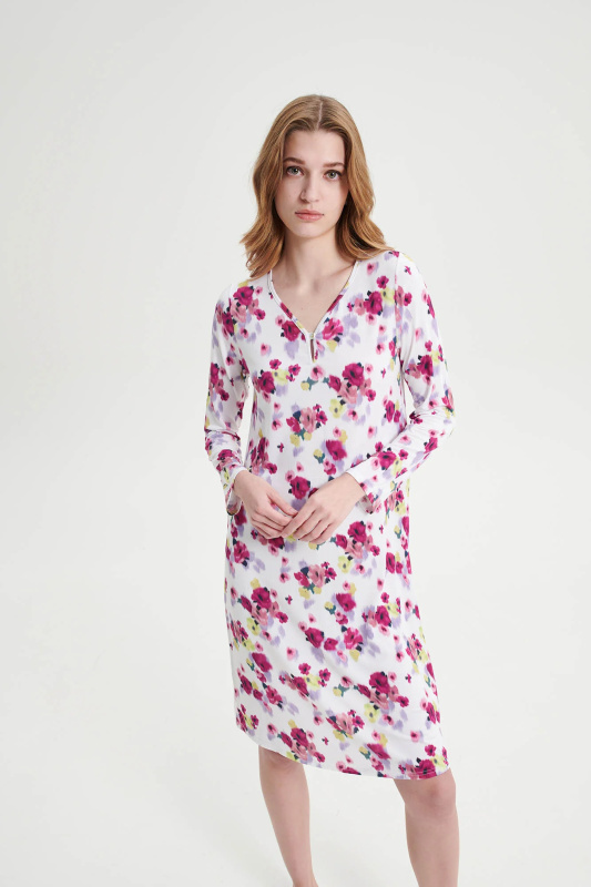 Vamp - Dlouhá noční košile na knoflíček 19034 - Vamp fuchsia berry S