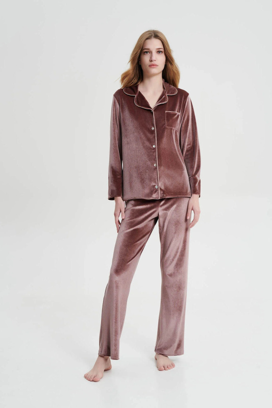 Vamp - Sametové dámské pyžamo 19345 - Vamp rose dusty XXL