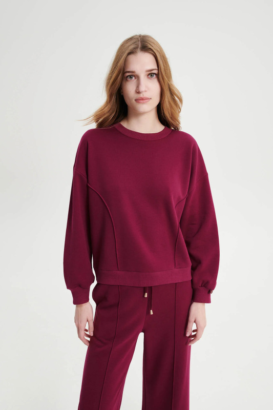 Vamp - Jednobarevná mikina s dlouhým rukávem 19377 - Vamp red rhodon XXL
